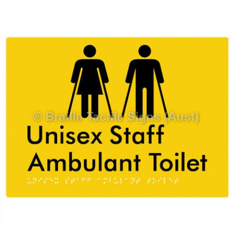 Braille Sign Unisex Staff Ambulant Toilet - Braille Tactile Signs (Aust) - BTS335-yel - Fully Custom Signs - Fast Shipping - High Quality - Australian Made &amp; Owned