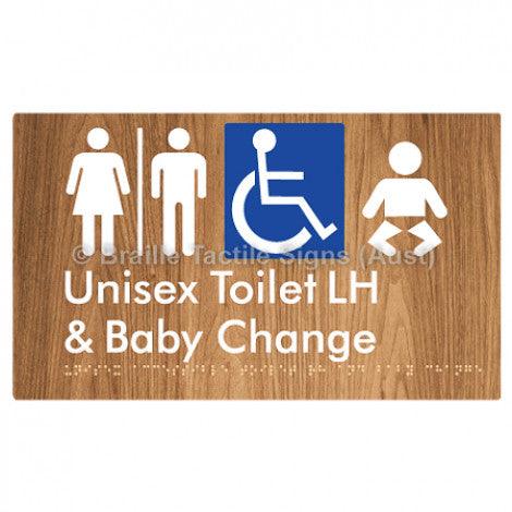 Braille Sign Unisex Accessible Toilet LH and Baby Change w/ Air Lock - Braille Tactile Signs (Aust) - BTS33LHn-AL-wdg - Fully Custom Signs - Fast Shipping - High Quality - Australian Made &amp; Owned