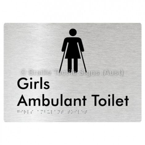 Braille Sign Girls Ambulant Toilet - Braille Tactile Signs (Aust) - BTS341-aliB - Fully Custom Signs - Fast Shipping - High Quality - Australian Made &amp; Owned