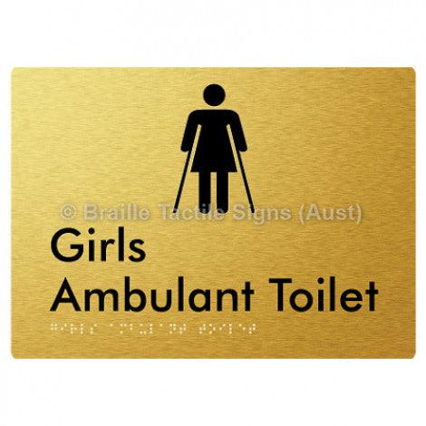Braille Sign Girls Ambulant Toilet - Braille Tactile Signs (Aust) - BTS341-aliG - Fully Custom Signs - Fast Shipping - High Quality - Australian Made &amp; Owned