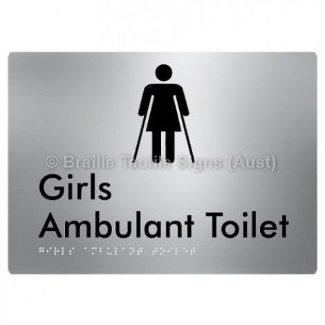 Braille Sign Girls Ambulant Toilet - Braille Tactile Signs (Aust) - BTS341-aliS - Fully Custom Signs - Fast Shipping - High Quality - Australian Made &amp; Owned
