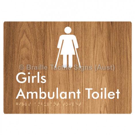 Braille Sign Girls Ambulant Toilet - Braille Tactile Signs (Aust) - BTS341-wdg - Fully Custom Signs - Fast Shipping - High Quality - Australian Made &amp; Owned