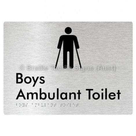 Braille Sign Boys Ambulant Toilet - Braille Tactile Signs (Aust) - BTS342-aliB - Fully Custom Signs - Fast Shipping - High Quality - Australian Made &amp; Owned