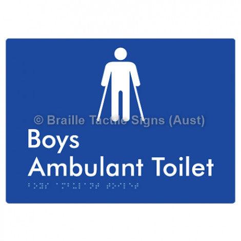 Braille Sign Boys Ambulant Toilet - Braille Tactile Signs (Aust) - BTS342-blu - Fully Custom Signs - Fast Shipping - High Quality - Australian Made &amp; Owned