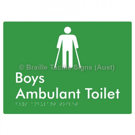 Braille Sign Boys Ambulant Toilet - Braille Tactile Signs (Aust) - BTS342-grn - Fully Custom Signs - Fast Shipping - High Quality - Australian Made &amp; Owned