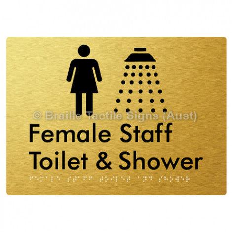 Braille Sign Female Staff Toilet and Shower - Braille Tactile Signs (Aust) - BTS346-aliG - Fully Custom Signs - Fast Shipping - High Quality - Australian Made &amp; Owned