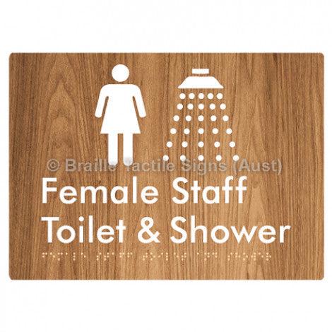 Braille Sign Female Staff Toilet and Shower - Braille Tactile Signs (Aust) - BTS346-wdg - Fully Custom Signs - Fast Shipping - High Quality - Australian Made &amp; Owned