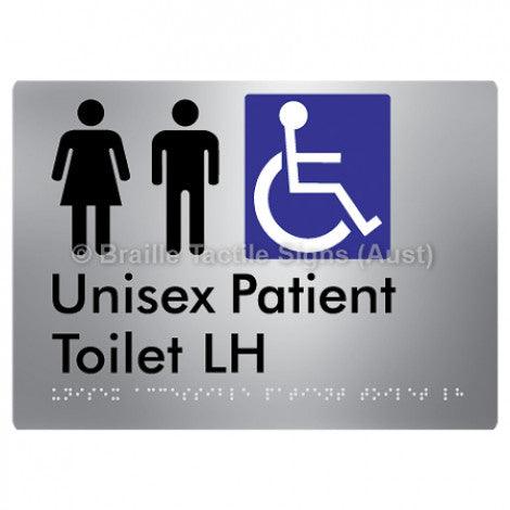 Braille Sign Unisex Accessible Patient Toilet LH - Braille Tactile Signs (Aust) - BTS351-LH-aliS - Fully Custom Signs - Fast Shipping - High Quality - Australian Made &amp; Owned
