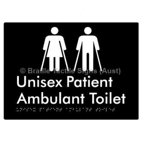 Braille Sign Unisex Patient Ambulant Toilet - Braille Tactile Signs (Aust) - BTS353-blk - Fully Custom Signs - Fast Shipping - High Quality - Australian Made &amp; Owned