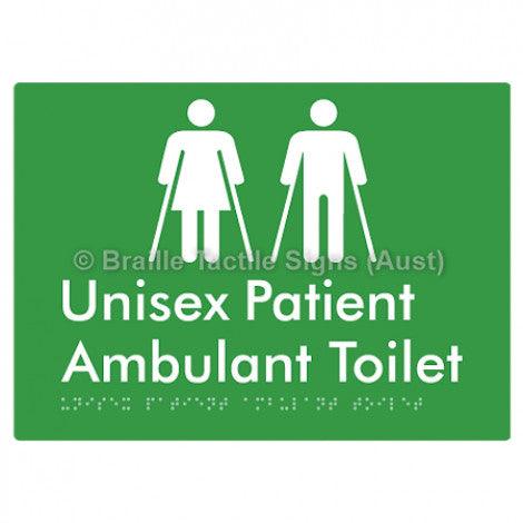 Braille Sign Unisex Patient Ambulant Toilet - Braille Tactile Signs (Aust) - BTS353-grn - Fully Custom Signs - Fast Shipping - High Quality - Australian Made &amp; Owned