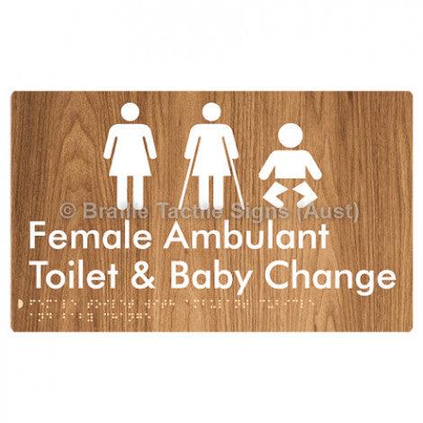 Braille Sign Female Toilet with Ambulant Cubicle and Baby Change - Braille Tactile Signs (Aust) - BTS358-wdg - Fully Custom Signs - Fast Shipping - High Quality - Australian Made &amp; Owned
