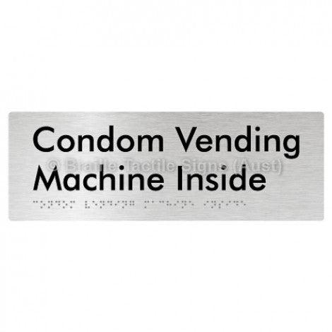 Braille Sign Condom Vending Machine Inside - Braille Tactile Signs (Aust) - BTS361-aliB - Fully Custom Signs - Fast Shipping - High Quality - Australian Made &amp; Owned