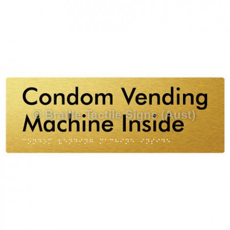 Braille Sign Condom Vending Machine Inside - Braille Tactile Signs (Aust) - BTS361-aliG - Fully Custom Signs - Fast Shipping - High Quality - Australian Made &amp; Owned