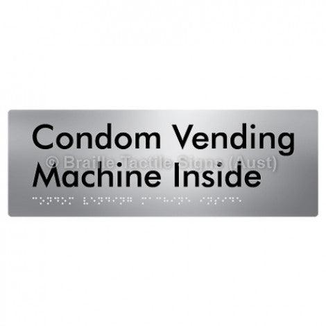 Braille Sign Condom Vending Machine Inside - Braille Tactile Signs (Aust) - BTS361-blu - Fully Custom Signs - Fast Shipping - High Quality - Australian Made &amp; Owned