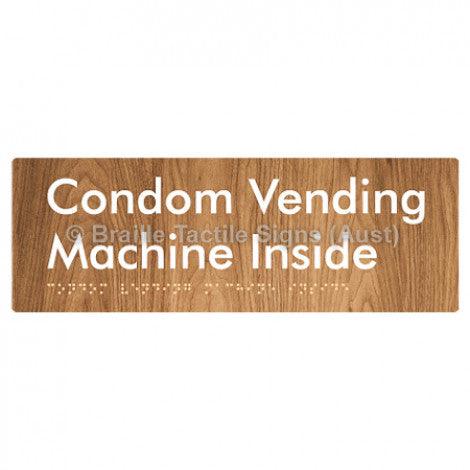Braille Sign Condom Vending Machine Inside - Braille Tactile Signs (Aust) - BTS361-wdg - Fully Custom Signs - Fast Shipping - High Quality - Australian Made &amp; Owned