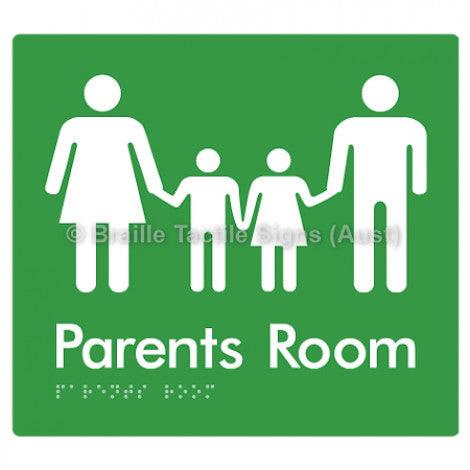 Braille Sign Parents Room - Braille Tactile Signs (Aust) - BTS36-grn - Fully Custom Signs - Fast Shipping - High Quality - Australian Made &amp; Owned