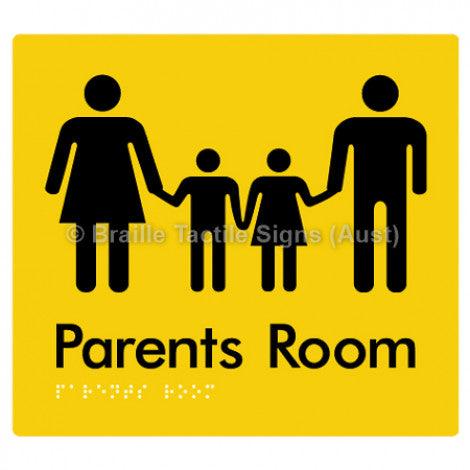 Braille Sign Parents Room - Braille Tactile Signs (Aust) - BTS36-yel - Fully Custom Signs - Fast Shipping - High Quality - Australian Made &amp; Owned