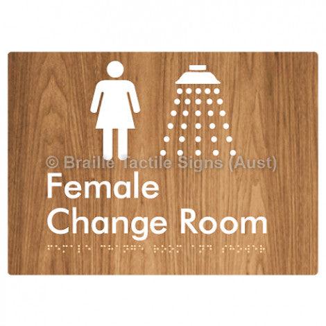 Braille Sign Female Change Room and Shower - Braille Tactile Signs (Aust) - BTS374-wdg - Fully Custom Signs - Fast Shipping - High Quality - Australian Made &amp; Owned