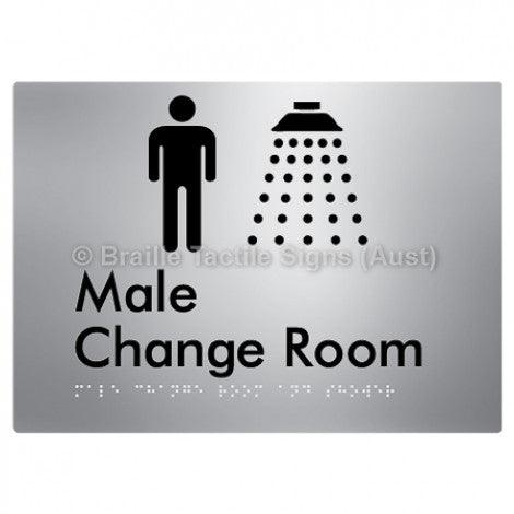 Braille Sign Male Change Room and Shower - Braille Tactile Signs (Aust) - BTS375-aliS - Fully Custom Signs - Fast Shipping - High Quality - Australian Made &amp; Owned