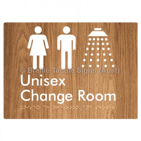 Braille Sign Unisex Change Room and Shower - Braille Tactile Signs (Aust) - BTS376-wdg - Fully Custom Signs - Fast Shipping - High Quality - Australian Made &amp; Owned