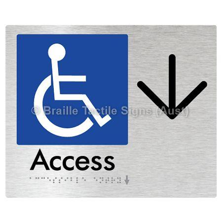 Braille Sign Accessible Entry w/ Large Arrow: - Braille Tactile Signs (Aust) - BTS37->D-aliB - Fully Custom Signs - Fast Shipping - High Quality - Australian Made &amp; Owned
