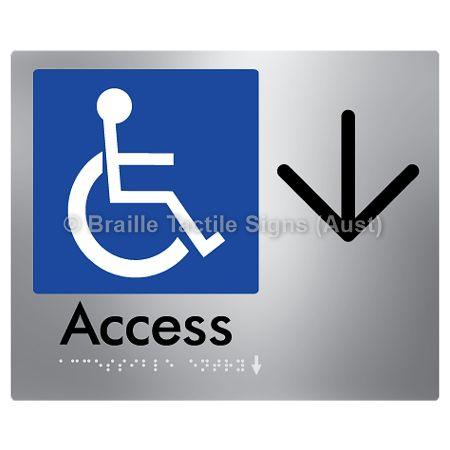 Braille Sign Accessible Entry w/ Large Arrow: - Braille Tactile Signs (Aust) - BTS37->D-aliS - Fully Custom Signs - Fast Shipping - High Quality - Australian Made &amp; Owned