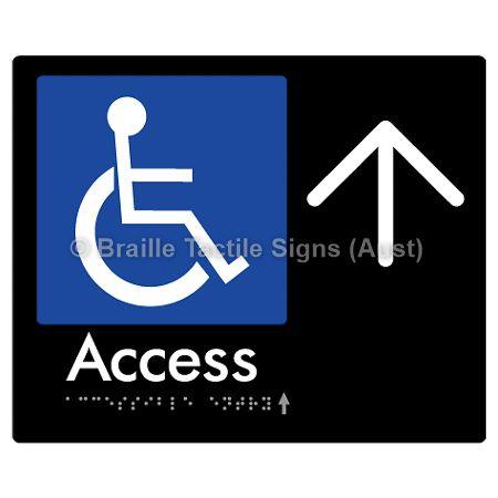 Braille Sign Accessible Entry w/ Large Arrow: - Braille Tactile Signs (Aust) - BTS37->U-blk - Fully Custom Signs - Fast Shipping - High Quality - Australian Made &amp; Owned