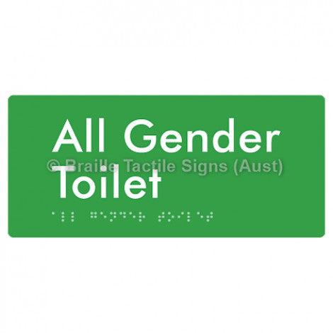 Braille Sign All Gender Toilet - Braille Tactile Signs (Aust) - BTS382-grn - Fully Custom Signs - Fast Shipping - High Quality - Australian Made &amp; Owned