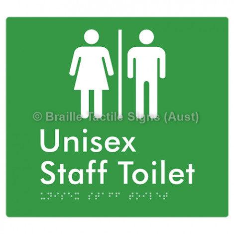 Braille Sign Unisex Staff Toilet w/ Air Lock - Braille Tactile Signs (Aust) - BTS42n-AL-grn - Fully Custom Signs - Fast Shipping - High Quality - Australian Made &amp; Owned