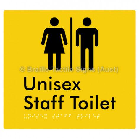 Braille Sign Unisex Staff Toilet w/ Air Lock - Braille Tactile Signs (Aust) - BTS42n-AL-yel - Fully Custom Signs - Fast Shipping - High Quality - Australian Made &amp; Owned