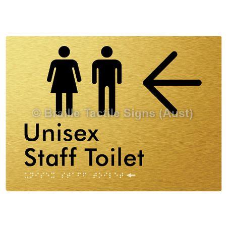 Braille Sign Unisex Staff Toilet w/ Large Arrow: - Braille Tactile Signs (Aust) - BTS42n->R-aliG - Fully Custom Signs - Fast Shipping - High Quality - Australian Made &amp; Owned
