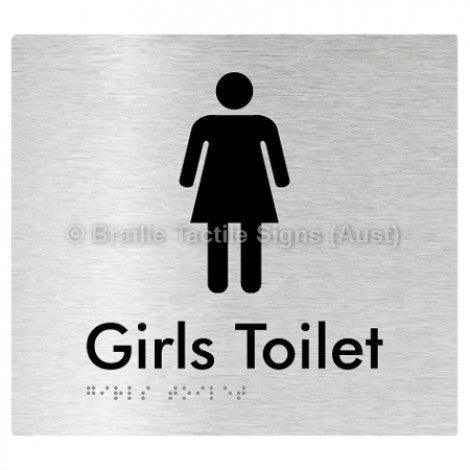 Braille Sign Girls Toilet - Braille Tactile Signs (Aust) - BTS45n-aliB - Fully Custom Signs - Fast Shipping - High Quality - Australian Made &amp; Owned