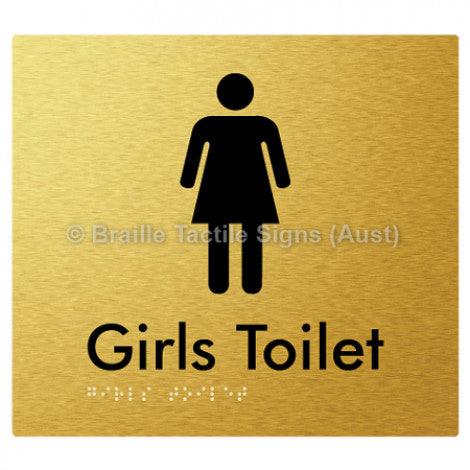 Braille Sign Girls Toilet - Braille Tactile Signs (Aust) - BTS45n-aliG - Fully Custom Signs - Fast Shipping - High Quality - Australian Made &amp; Owned