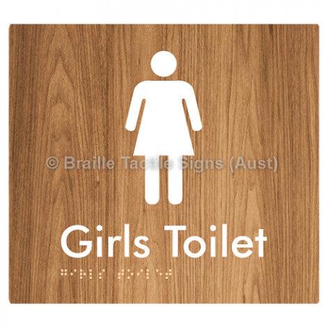 Braille Sign Girls Toilet - Braille Tactile Signs (Aust) - BTS45n-wdg - Fully Custom Signs - Fast Shipping - High Quality - Australian Made &amp; Owned