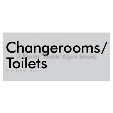 Braille Sign Changerooms/Toilets - Braille Tactile Signs (Aust) - BTS53-slv - Fully Custom Signs - Fast Shipping - High Quality - Australian Made &amp; Owned