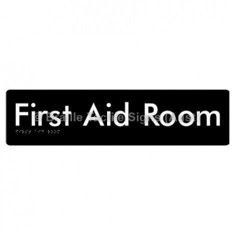 Braille Sign First Aid Room - Braille Tactile Signs (Aust) - BTS55-blk - Fully Custom Signs - Fast Shipping - High Quality - Australian Made &amp; Owned