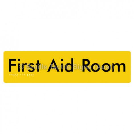 Braille Sign First Aid Room - Braille Tactile Signs (Aust) - BTS55-yel - Fully Custom Signs - Fast Shipping - High Quality - Australian Made &amp; Owned