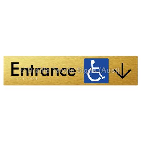 Braille Sign Accessible Entry w/ Large Arrow: - Braille Tactile Signs (Aust) - BTS59->D-aliG - Fully Custom Signs - Fast Shipping - High Quality - Australian Made &amp; Owned