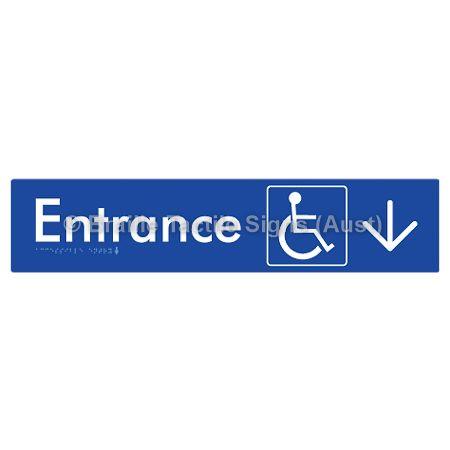Braille Sign Accessible Entry w/ Large Arrow: - Braille Tactile Signs (Aust) - BTS59->D-blu - Fully Custom Signs - Fast Shipping - High Quality - Australian Made &amp; Owned