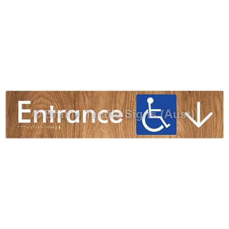 Braille Sign Accessible Entry w/ Large Arrow: - Braille Tactile Signs (Aust) - BTS59->D-wdg - Fully Custom Signs - Fast Shipping - High Quality - Australian Made &amp; Owned