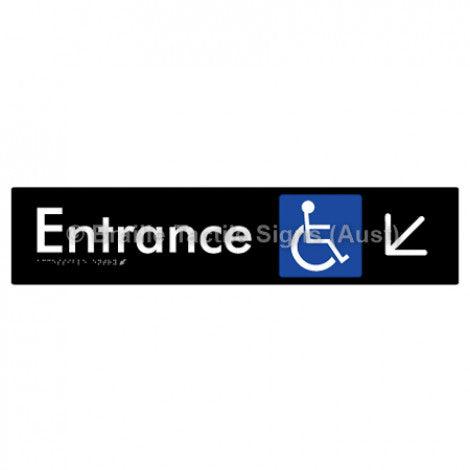 Braille Sign Accessible Entry w/ Large Arrow: DL - Braille Tactile Signs (Aust) - BTS59->DL-blk - Fully Custom Signs - Fast Shipping - High Quality - Australian Made &amp; Owned