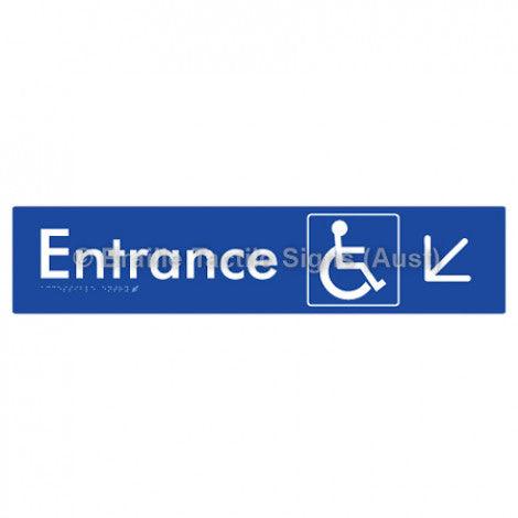 Braille Sign Accessible Entry w/ Large Arrow: DL - Braille Tactile Signs (Aust) - BTS59->DL-blu - Fully Custom Signs - Fast Shipping - High Quality - Australian Made &amp; Owned