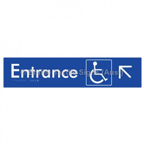 Braille Sign Accessible Entry w/ Large Arrow: UL - Braille Tactile Signs (Aust) - BTS59->UL-blu - Fully Custom Signs - Fast Shipping - High Quality - Australian Made &amp; Owned