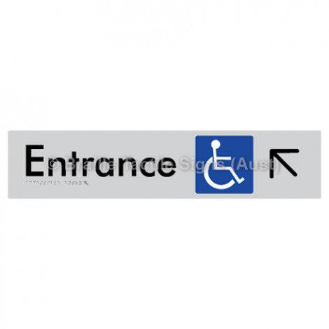 Braille Sign Accessible Entry w/ Large Arrow: UL - Braille Tactile Signs (Aust) - BTS59->UL-slv - Fully Custom Signs - Fast Shipping - High Quality - Australian Made &amp; Owned