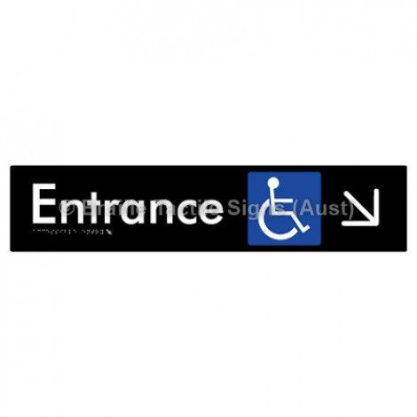 Braille Sign Accessible Entry w/ Large Arrow: DR - Braille Tactile Signs (Aust) - BTS59->DR-blk - Fully Custom Signs - Fast Shipping - High Quality - Australian Made &amp; Owned