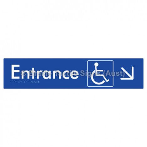 Braille Sign Accessible Entry w/ Large Arrow: DR - Braille Tactile Signs (Aust) - BTS59->DR-blu - Fully Custom Signs - Fast Shipping - High Quality - Australian Made &amp; Owned