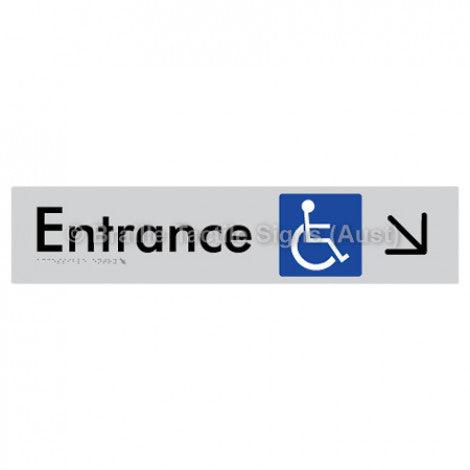 Braille Sign Accessible Entry w/ Large Arrow: DR - Braille Tactile Signs (Aust) - BTS59->DR-slv - Fully Custom Signs - Fast Shipping - High Quality - Australian Made &amp; Owned