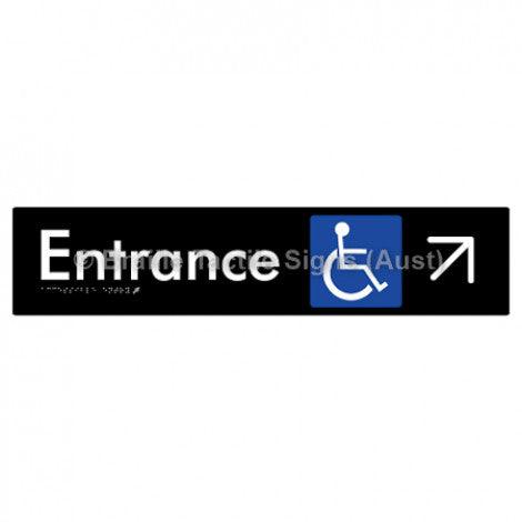 Braille Sign Accessible Entry w/ Large Arrow: UR - Braille Tactile Signs (Aust) - BTS59->UR-blk - Fully Custom Signs - Fast Shipping - High Quality - Australian Made &amp; Owned
