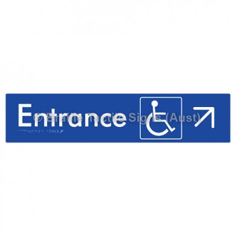 Braille Sign Accessible Entry w/ Large Arrow: UR - Braille Tactile Signs (Aust) - BTS59->UR-blu - Fully Custom Signs - Fast Shipping - High Quality - Australian Made &amp; Owned