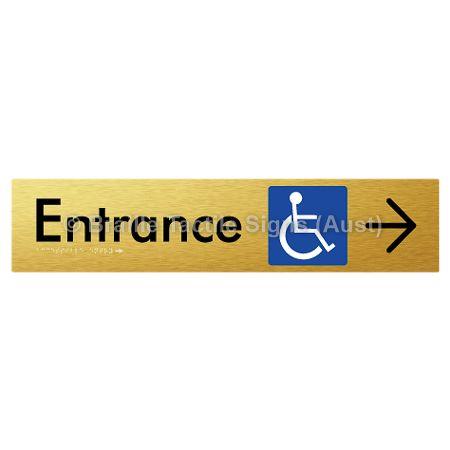 Braille Sign Accessible Entry w/ Large Arrow: - Braille Tactile Signs (Aust) - BTS59->R-aliG - Fully Custom Signs - Fast Shipping - High Quality - Australian Made &amp; Owned